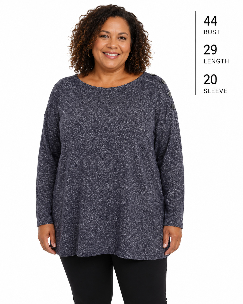 Talbots Navy Space Dyed Boat Neck Longline Cotton Blend Sweater Bu